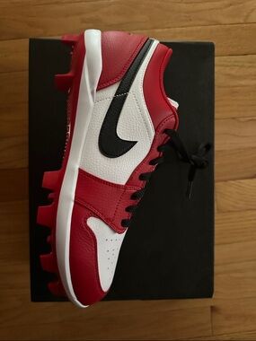 Nike Men’s Red White Jordan 1 Baseball Cleats